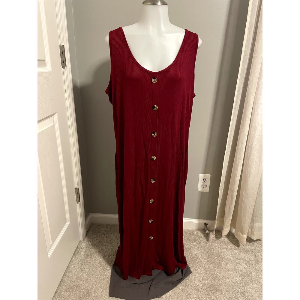 Lane Bryant - 18/20 - Red Maxi Button Dress